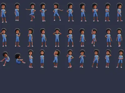 Cartoon Black Girl Free 3D model