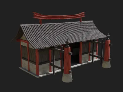 JAPANESE ASIAN FEUDAL ZEN TEMPLE SHRINE STRUCTURES COLLECTION Low-poly 3D model