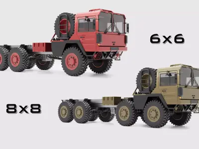 Man KAT1 3D Model - 6x6 and 8x8 Trucks 3D model