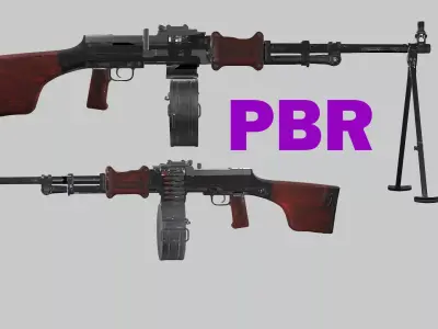 RPD Light Game Ready Machine Gun Low-poly 3D Model Low-poly 3D model