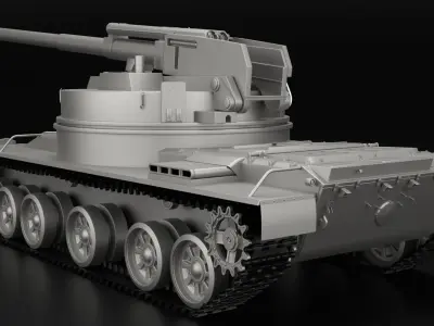 Object 327 Puck self-propelled artillery high-poly rigged 3D model