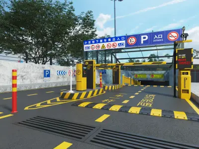 Parking entrance Low-poly 3D model