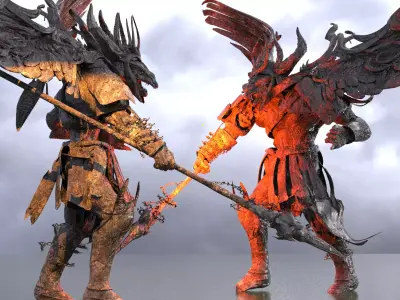 Ancient genma mountian statues 3D model