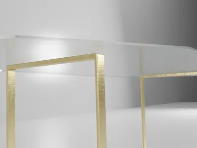 Interior furniture Table -Tavolo - Glass and Gold  Free low-poly 3D model