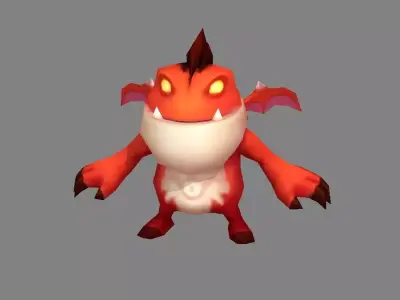 Cartoon Fire Dragon Monster - Baby Dragon Demon Low-poly 3D model