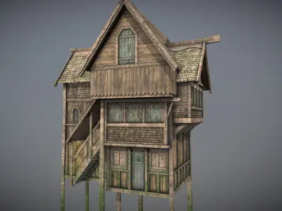 Medieval lake village - House 5 Low-poly 3D model