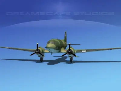 Douglas C-47 Dakota USAF V09 3D model