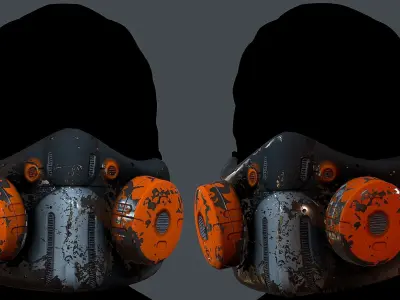 Gas mask helmet 3d model scifi Low-poly 3D model