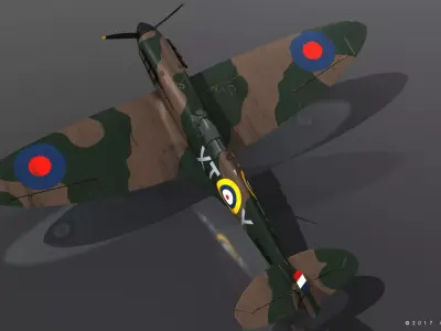 SUPERMARINE SPITFIRE MK IA 603rd Squadron Free low-poly 3D model
