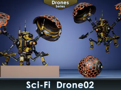 Sci-fi Drone 02 Low-poly 3D model