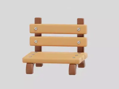 Park Bench Low-poly 3D model 15