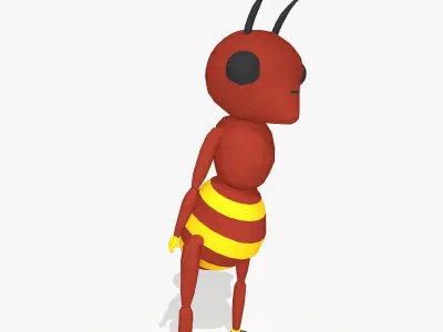 Red Cartoon Ant Low-poly 3D model