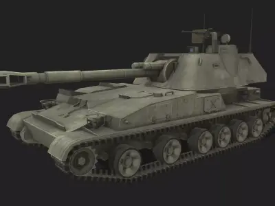 Tank 2s3 Akatsiya Low-poly 3D model