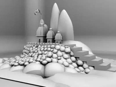 Hill Temple Fountain 3D model