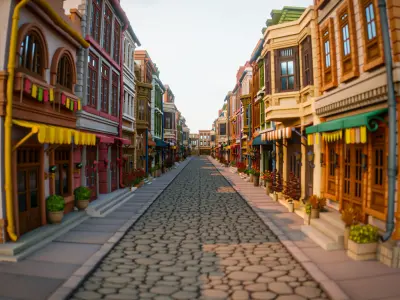 LOWPOLY CITY BUILDING STYLIZE PACK 8 BUILDING 3D Model Collection