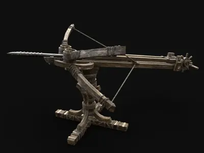 BALLISTA PROJECTILE LAUNCHER WAR MACHINE MEDIEVAL SIEGE ENGINE Low-poly 3D model