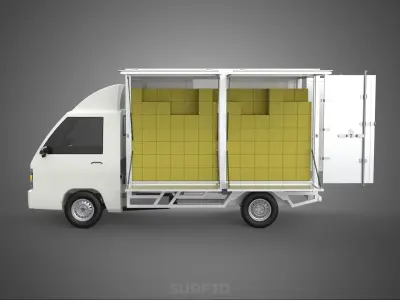 PACKAGE COURIER BOX DELIVERY TRUCK FREIGHT SHIPPING CARGO CAR 3D model