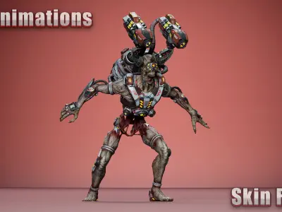 Cyborg Jetpackman Low-poly 3D model