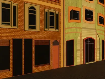 Facade buildings at night 3D model