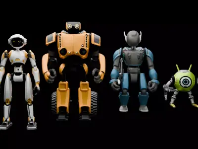 Cartoon Robots 3D Model 3D model