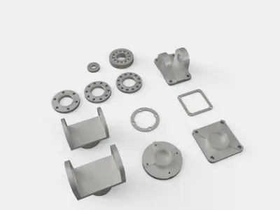 Mechanical Kitbash Low-poly 3D model