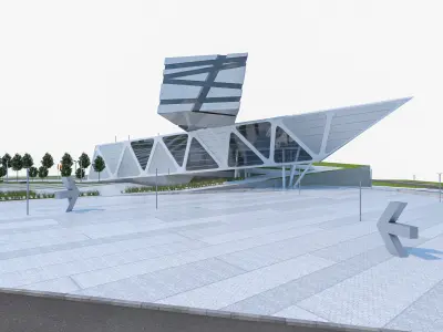Modern Museum Building Low-poly 3D model