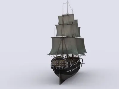 Fregat sailing ship Low-poly 3D model