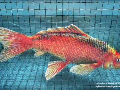 Koi-Fish orange fish swimming in pool 3D model