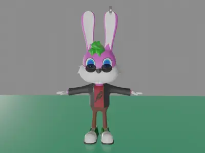 Cutie Punk Rabbit Free low-poly 3D model
