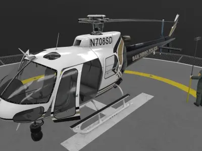  AS-350 San Diego Police Animated Low-poly 3D model