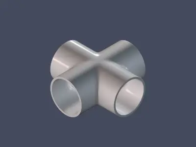4 Way Pipe Connector Low-poly 3D model