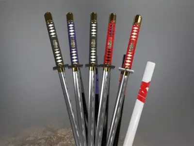 Ninjato PBR Free set Free low-poly 3D model