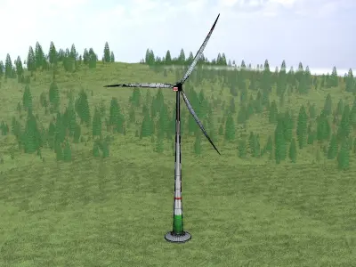 Wind-turbine with foundation E1 H-163 RD 172 m Low-poly 3D model