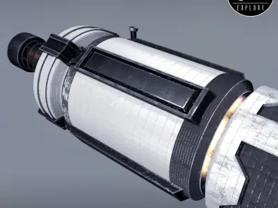 Rocket space small engine low poly Low-poly 3D model