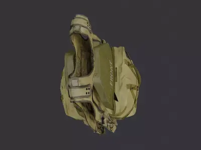 Yellow Tactical Vest with Pouch Low-poly 3D model