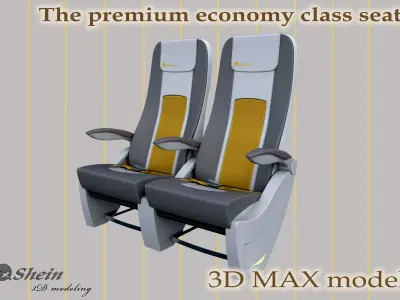 The premium economy class seat 3D model