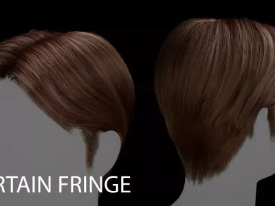 Curtain - Fringe Center - Part Hairstyle - Game Ready Hair Low-poly 3D model