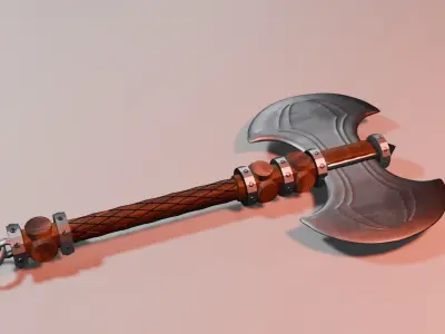 Lowpoly Battle Axe Ancient Warriors Essential Free 3D model
