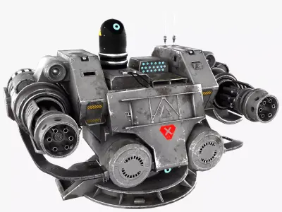 Sci-fi Turret Machinegun Low-poly 3D model