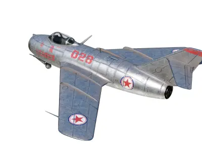 PBR Korean War Mig15 Fighter PLAAF Low-poly 3D model