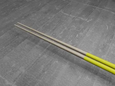 chopsticks set of in box Low-poly 3D model