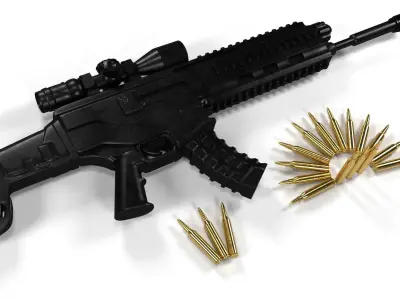 SG553Rifle gun and bullets 3D model