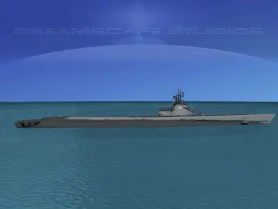 Gato Class Submarine SS214 USS Grouper 3D model