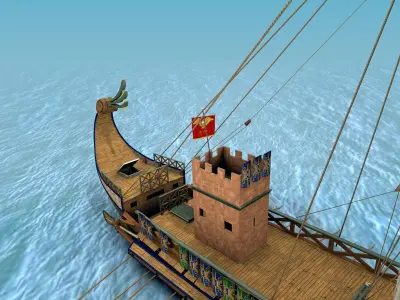 Roman Warship Bireme 3D model