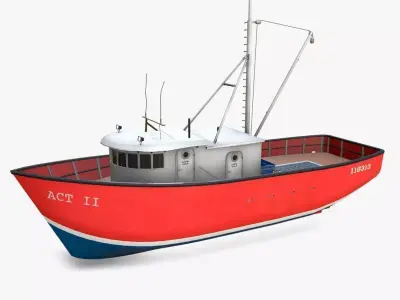 Old Fishing Boat Low-poly PBR Low-poly 3D model
