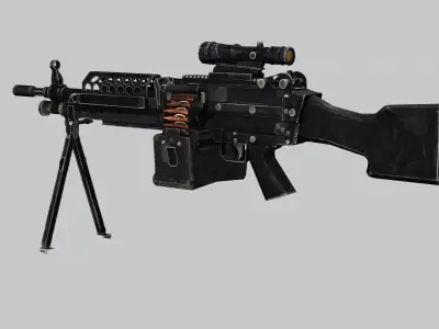 Sig Sauer Machine Gun M249 Saw3 Low-poly 3D Model Low-poly 3D model