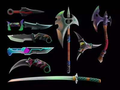 Among Us weapon 3d pack Low-poly 3D model
