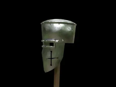 Medieval Templar helmet Low-poly 3D model