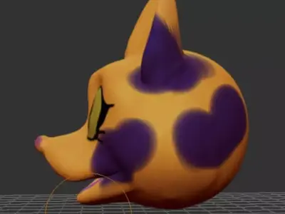 furry fox head Free 3D model