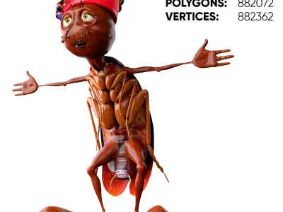 Cockroach Character Low-poly 3D model